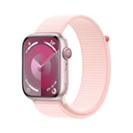 Apple Watch Series 9 (45 mm GPS + Cellular) Smartwatch avec boîtier en Aluminium Rose et Boucle Sport Rose pâle. Suivi de l’activité Physique, apps Oxygène sanguin et ECG, Neutre en Carbone