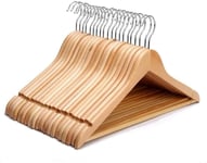 30 x WOODEN HANGERS COAT SUIT GARMENTS CLOTHES WOOD HANGER TROUSER BAR SET