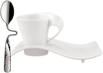 Villeroy & Boch New Wave Coffee Espresso Set, 3 Pieces, Premium Porcelain, Whit