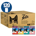 Felix Standard Cat Food, Mixed Meat And Fish, 120 X 100 120 Pouches
