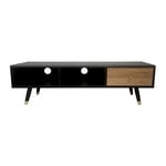 Bo Living TV Unit, Entertainment Centre for up to 55" TV, TV Stand Cabinet for Living Room, Large Storage (Black/Oak)