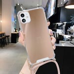ECMQS Makeup Mirror Soft Case Cover For Iphone 11 Pro Max Xs Xr X 10 8 7 6 6s Plus Se 2 Lanyard Necklace Shoulder Neck Strap Case For iPhone Xs Max Rose Gold