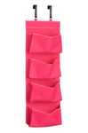 Premier Housewares 4-Tier Over Door Hanging Organiser - Hot Pink,H90 x W34 x D10cm