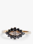 L & T Heirlooms Second Hand 9ct Yellow Gold Black & White Diamond Boat Ring
