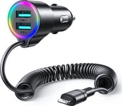 Joyroom 3-In-1 Fast Car Charger With Lightning Cable 1.5M 17W Black (Jr-Cl25)