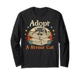 Vintage Adopt A Street Cat Funny Opossum Raccoon Humor Long Sleeve T-Shirt