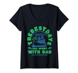 Womens Gone Fishing with Dad - The Best Days are spent with Dad V-Neck T-Shirt