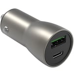 Smartline Speedy Charger Billaddare med USB-A och Type-C PD 18W Grå