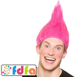 Wicked Troll Gonk Poppy Cartoon Wig Pink Unisex Adults Fancy Dress