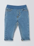 John Lewis Baby Ribbed Waist Jeans, Blue