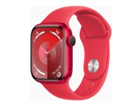 Apple Watch Series 9 (GPS + Cellular) - (PRODUCT) RED - 41 mm - rød aluminium - smartklokke med sportsbånd - fluorelastomer - rød - båndbredde: S/M - 64 GB - Wi-Fi, LTE, UWB, Bluetooth - 4G - 32.1 g