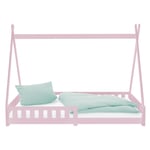 Barnsäng Tipi Pink Fall-Out Protection Trä säng hus säng Pine 200x90cm