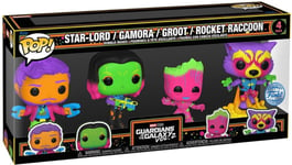 Figurine Funko Pop - Les Gardiens De La Galaxie 2 [Marvel] - Star-Lord / Gamora / Groot / Rocket - Black Light (69111)