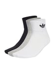 adidas Originals Unisex 3 Pack Mid Ankle Socks - White/Grey/Black, Multi, Size S, Men