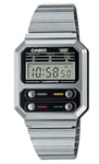 Casio Men's Digital Quartz Watch with Stainless Steel Strap A100WE-1AEF
