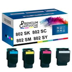 PREMIUM CARTOUCHE - x4 Toners - 802HC (Noir + Cyan + Magenta + Jaune) - Compatible pour Lexmark CX310dn, Lexmark CX310dnw, Lexmark