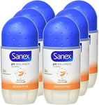 Sanex Deodorant Roll On Women Dermo Sensitive For Sensitive Skin Pack Of 6 X 50
