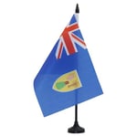 AZ FLAG Drapeau de Table Iles Turques-et-Caïques 21x14cm - Petit Drapeaux DE Bureau Anglais 14 x 21 cm