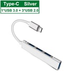 Type c argent - Répartiteur USB Multi 4 ports, adaptateur d'extension Type C HUB pour Lenovo Xiaomi Macbook Pro Air PC, accessoires
