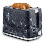 Salter EK5832BMA Marble 2-Slice Toaster – Wide Slots, Extra Thick Bread, 7 Browning Levels, Removable Crumb Tray, Unique Marble Effect*, Defrost, Reheat, Cancel, Self-Centring, 900W, Black