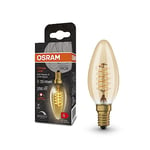 OSRAM Lampe à LED Vintage 1906 avec teinte dorée, 3,4 W, 250lm, lampe à bougie classique (classique B) avec coiffeur E14, couleur de lumière blanche chaude, filament en spirale, dimmable