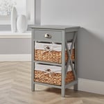 Dartmouth 1 Drawer with 2 Wicker Basket Drawer Bedside Storage Unit