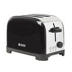 Haden Iver Black Toaster 2 Slice - Compact Design with 6 Browning Settings & Anti-Jam Function - 2 Slice Toaster Wide Slot - Easy to Clean with Removable Crumbs Tray - 700W