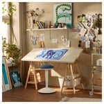 IKEA IKEA LAGKAPTEN / MITTBACK skrivbord, vit/björk, 140x60 cm, cm 140x60 cm