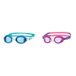 Zoggs Unisex's Otter Swimming Goggles, Aqua/White/Tint, One Size & Little Ripper Kids Swimming Goggles, UV Protection Swim Goggles, Goggles kids 0-6 years, Pink/Purple