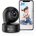 Ctronics 2K 3MP Caméra Surveillance WiFi Intérieur, 360° PTZ Caméra IP , Sirène pour Bébé/Animaux, Suivi Auto, Vision Nocturne 20M