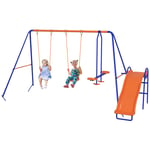 4 in 1 Garden Swing Set with Double Swings, Glider, Slide, Ladder for Outdoor