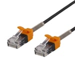 DELTACO GAMING Cat6A cable with spring strain relief, 2m, black/orange