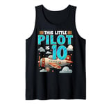 Kids Little Pilot 10 Yrs Old Airplane 10th Birthday Aircraft Tank Top