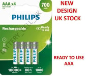 PHILIPS AAA RECHARGEABLE BATTERIES 700mAh NiMH HR03 1.2V Cordless Dect Phones