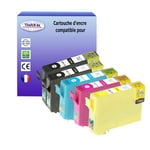 5 Cartouches Compatibles Epson Stylus Office BX305F, BX305FW, BX305FW Plus remplace Epson T1291 T1292 T1293 T1294 - T3AZUR
