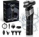SEJOY 5in1 Electric Rotary Shaver Mens Body Beard Trimmer Cordless Wet Dry Razor