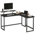 Vasagle - Bureau en forme de l, Table d'angle avec support d'écran, pour étudier, jouer, travailler, gain d'espace, pieds réglables, cadre