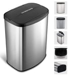 Sensor bin Small Slim 8l Stainless Steel Automatic Touch Free Kitchen Countertop - Touchless Electric Trash Can Waste Bin With Infrared Motion Sensors - Rubbish Dustin for Bathroom Bedroom & Office