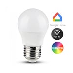 V-Tac 5W Smart Home LED lampa - Tuya/Smart Life, fungerar med Google Home, Alexa och smartphones, E27, G45 - Dimbar : Via Smart Home, Kulör : RGB + CCT (Varm till Kall Vit)