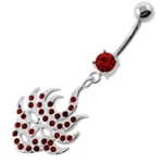 Belly Button Ring Red 5mm Multi Jeweled Burning Mask Surgical Steel Silver