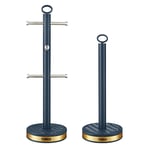 Tower Empire 6 Cup Mug Tree and Towel Pole Midnight Blue