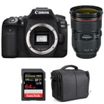 Canon EOS 90D + EF 24-70mm f/2.8L II USM + SanDisk 64GB Extreme PRO UHS-I SDXC 170 MB/s + Sac | Garantie 2 ans