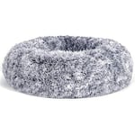 Hundbädd, Munkkattbädd, Fluffig Lugnande Husdjursbädd med Avtagbart, Tvättbart Lock, Mjuk Lång Plysch, 70 Cm, Grå