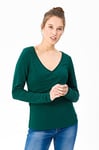 super.natural W Motion Wrap Over T-Shirt à Manches Longues en Laine mérinos Femme, Pins Ponderosa, XS