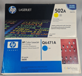 Genuine HP Q6471A HP Q6472A (502A) Cyan & Yellow Toner Cartridges