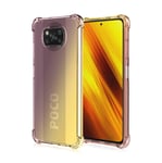 HAOTIAN Case for Xiaomi Poco X3 NFC/Poco X3 Pro Case, Gradient Color Ultra-Slim Crystal Clear Anti Smudge Silicone Soft Shockproof TPU + Reinforced Corners Protection Phone Cover (Black/Gold)
