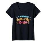 Womens Twinning With My Bestie Spirit Week Twin Day Best Friend V-Neck T-Shirt