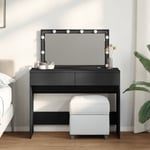 Sminkbord med LED svart 100x40x120 cm