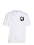 Embroidered Night Flower T-Shirt Tops T-shirts Short-sleeved White Calvin Klein