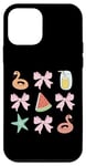 iPhone 12 mini Pink And Orange Flamingo Floatie Bow Summer Beach Vibes Case
